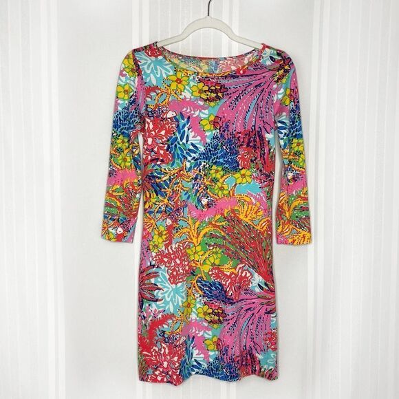 Lilly Pulitzer Fishing for Compliments Marlowe Multi Floral Mini T-Shirt Dress - Picture 2 of 11